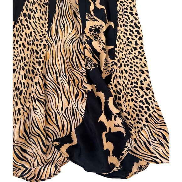 Drapers & Damons Petite Animal Print Midi Skirt Rayon Black & Tan size PS - Picture 3 of 7